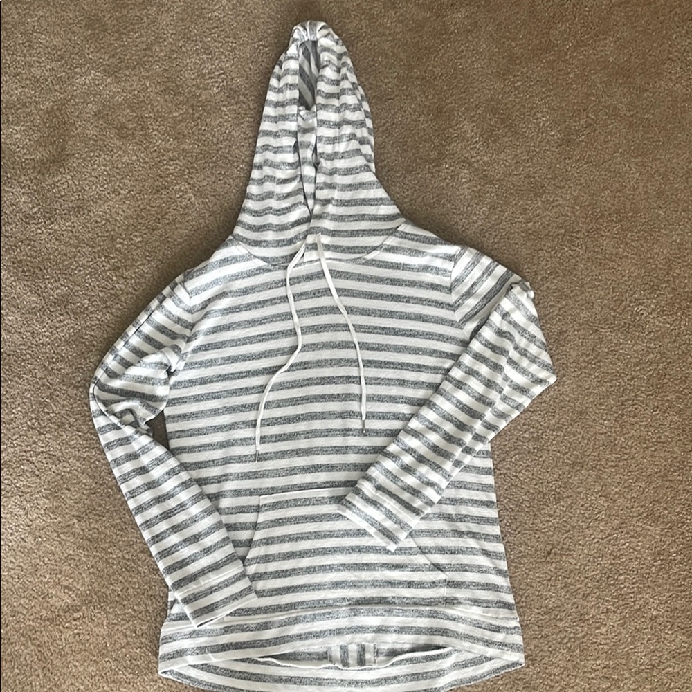 Striped Gray Women's Hoodie Sweater